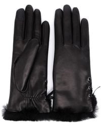 Agnelle Handschuhe mit Schnürung - Schwarz