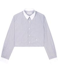 Sporty & Rich - Striped Croped Cotton Shirt - Lyst