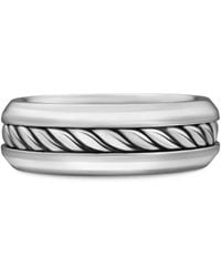 David Yurman - Sterling Zilveren Ring Met Kabel Detail (8Mm) - Lyst