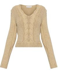 Jil Sander - Cable-Knit V-Neck Sweater - Lyst