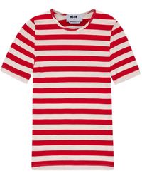 MSGM - Gestreepte Top Met Korte Mouwen - Lyst