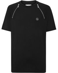 Philipp Plein - Zip-detail Cotton T-shirt - Lyst