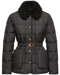 Moncler - Cygnes Belted Short Down Jacket - Lyst