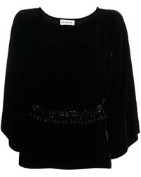 P.A.R.O.S.H. - Belted Round-Neck Blouse - Lyst
