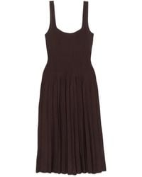 STAUD - Ellison Pleated-Ribbed Midi Dress - Lyst