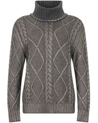 Herno - Cable-Knit Roll-Neck Sweater - Lyst