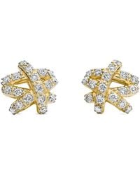 David Yurman - 18Kt Crossover Diamond Stud Earrings (9Mm) - Lyst
