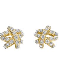 David Yurman - Pendientes Crossover de 9 mm en oro amarillo de 18 ct con diamantes - Lyst