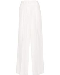 Peserico - Bead-detail Linen Trousers - Lyst