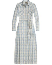 RRL - Plaid Belted Midi Dress - Lyst