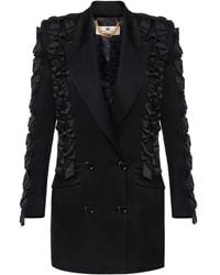 Elisabetta Franchi - Blazerjurk Met Dubbee Rij Knopen En Ruches - Lyst