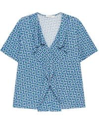 Maliparmi - Ruffled Geometric V-Neck Top - Lyst