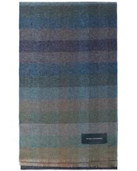 Piquadro - Check-Pattern Fringed-Edge Scarf - Lyst
