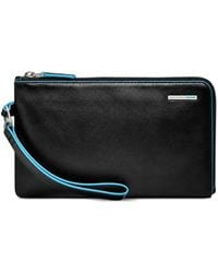 Piquadro - Pochette À Plaque Logo Et Dragonne - Lyst