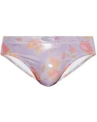 DIESEL - Floral-Print Metallic-Effect Swimming Briefs - Lyst