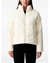 DKNY - Cable-Knit Panelled Puffer Jacket - Lyst