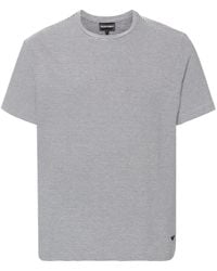 Emporio Armani - Gestreiftes T-Shirt mit Logo-Stickerei - Lyst
