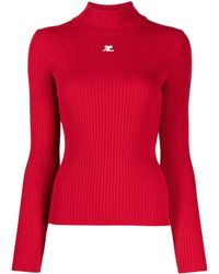 Courreges - Roll-neck Ribbed-knit Jumper - Lyst
