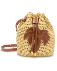 Palm Angels - Palm Tree-appliqué Woven Bucket Bag - Lyst