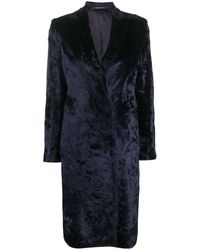 Tagliatore Velvet Double-breasted Coat - Blue