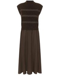 Peserico - Stripe-Detail Sleeveless Midi Dress - Lyst