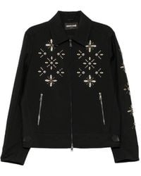 Roberto Cavalli - Stud-Embellished Zip-Up Jacket - Lyst