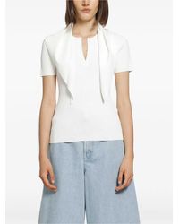 Max Mara - Tie-Detailed Ribbed-Knit Top - Lyst