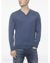Billionaire - Embroidered-Logo V-Neck Sweater - Lyst
