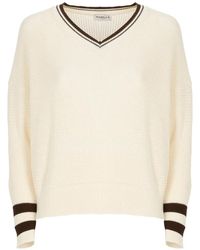 Marella - Mlsfestoso V-Neck Striped-Trim Sweater - Lyst