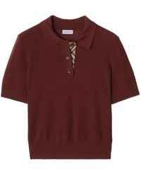 Burberry - Bordeaux Wool Polo Shirt - Lyst