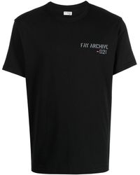 Fay - T-Shirt mit Logo-Print - Lyst