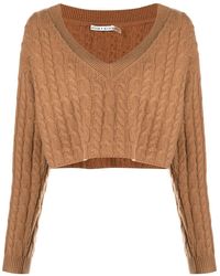 Alice + Olivia - Ayden Cable-knit Cropped Jumper - Lyst