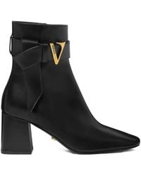 Versace - V Leather Boots 70 Mm - Lyst