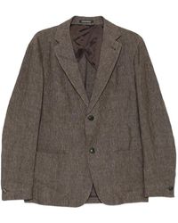 Emporio Armani - Linen Single-Breasted Blazer Jacket - Lyst