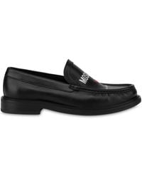 Moschino - Logo-print Leather Loafers - Lyst