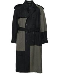 Y's Yohji Yamamoto - Pinstripe-Pattern Single-Breasted Trench Coat - Lyst