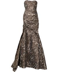 ML Monique Lhuillier - Cold-Shoulder Leopard Print Gown - Lyst
