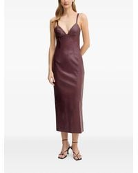 Bardot - V-Neck Faux-Leather Midi Dress - Lyst