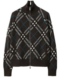 Burberry - Check Zip-Up Cardigan - Lyst