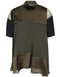 Sacai - Panelled Ruffled Blouse - Lyst