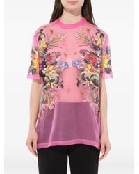 Givenchy - Floral-Print Semi-Sheer T-Shirt - Lyst