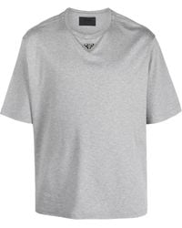 Prada - T-shirt en coton à plaque logo - Lyst