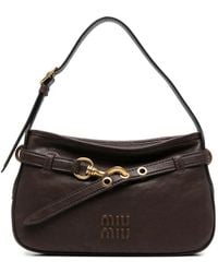 Miu Miu - Logo-Embossed Buckle-Strap Shoulder Bag - Lyst