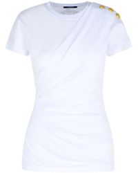Balmain - Short-Sleeved Draped Jersey T-Shirt - Lyst