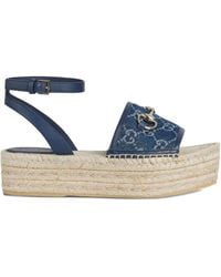 Gucci - 45Mm Signature Horsebit Detail Denim Sandals - Lyst