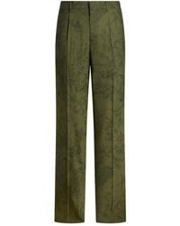 Etro - Wollen Jacquard Broek Met Bloemen-Print - Lyst