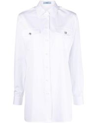 Prada - Crystal-button Cotton Shirt - Lyst