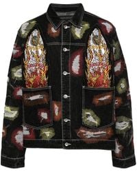 Who Decides War - Embroidered Buttoned Denim Jacket - Lyst