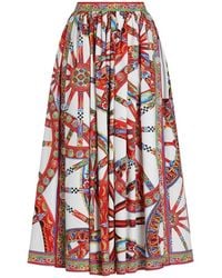 Dolce & Gabbana - Carretto-Print Poplin Long Skirt - Lyst