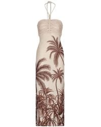 ANDRES OTALORA - Ruched Print Midi Dress - Lyst